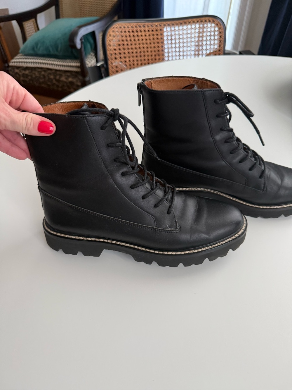 Madewell Wonen’s  Black Leather Lace-Up Boots - 8.5 - Picture 2 of 4